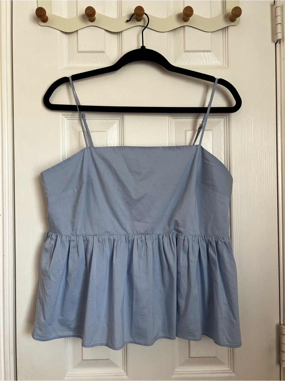 Express Light Blue Spaghetti Strap Peplum Camisole